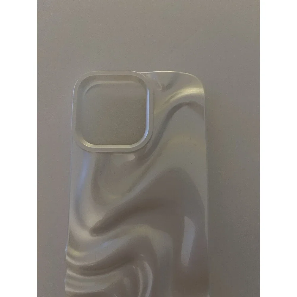 iPhone 13 Case,Water Ripple Pattern Curly Wave Frame Soft Pearly White